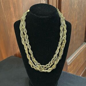 Gold Tone Two Tiered Twisted Chain Necklace